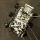 A high-res image showing Perseverance seconds before reaching the Martian surface.